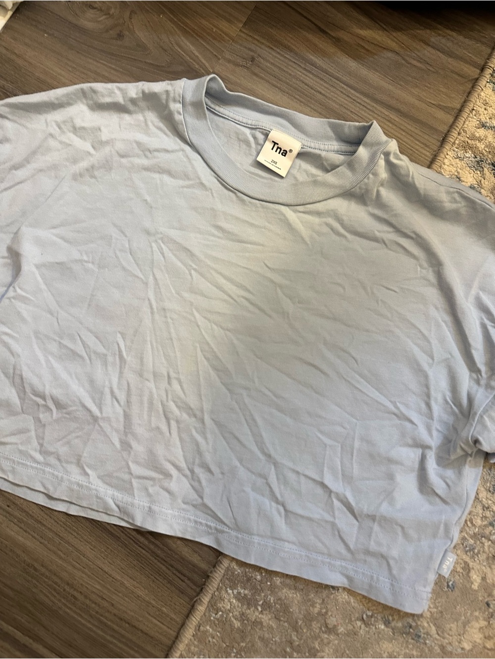 TNA Pale Blue Cropped Crewneck Tee - Picture 2 of 3